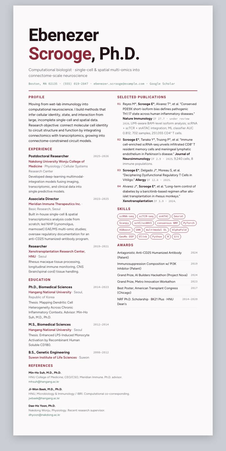 Crimson Poster CV template preview