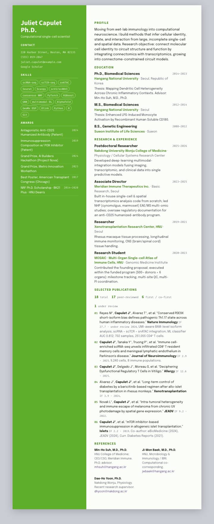 Pine Sidebar CV template preview