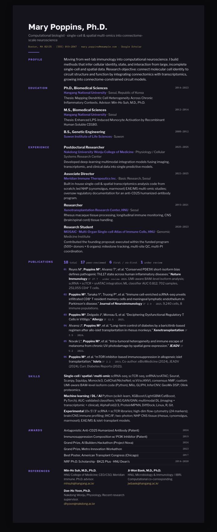 Violet Margin CV template preview