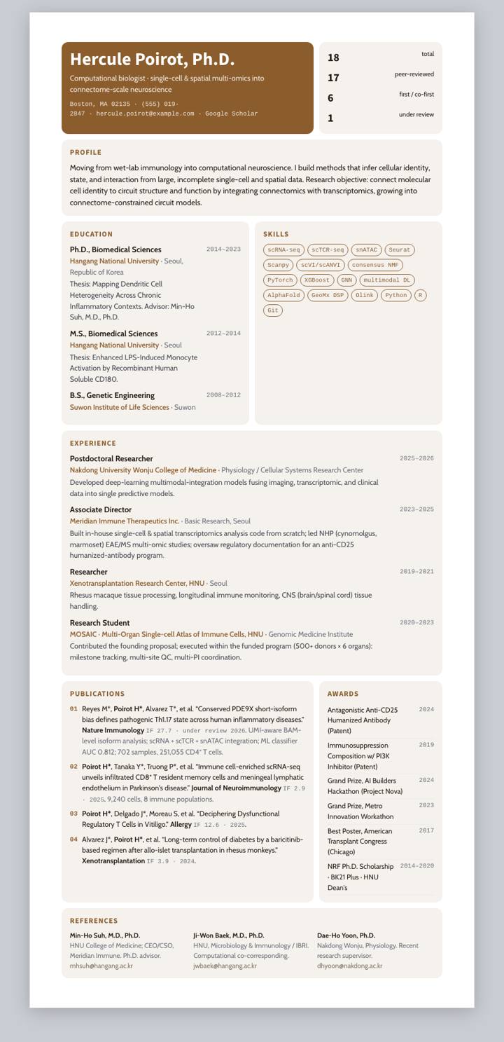 Amber Bento CV template preview