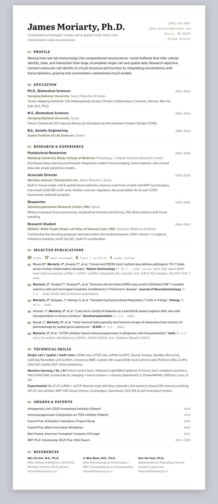 Fern Numbered CV template preview