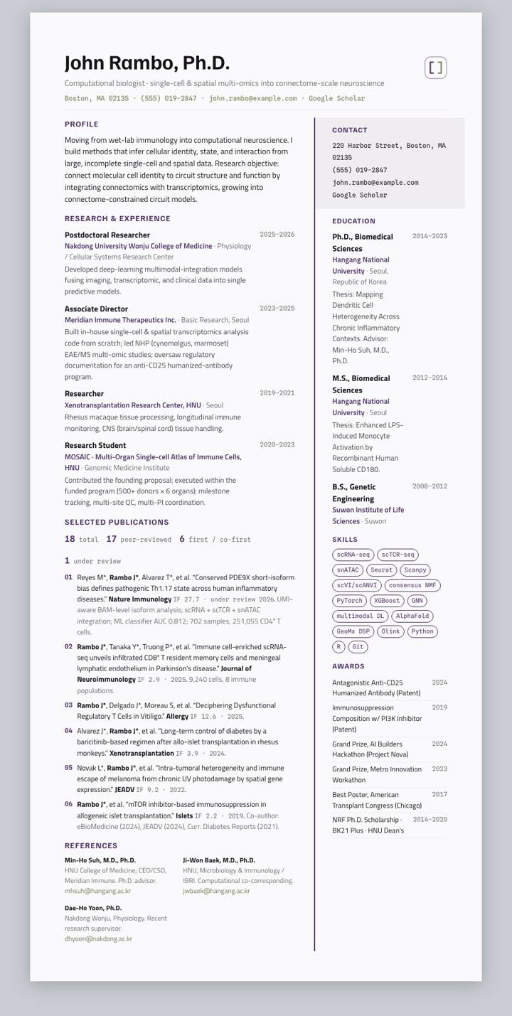 Iris Rail CV template preview
