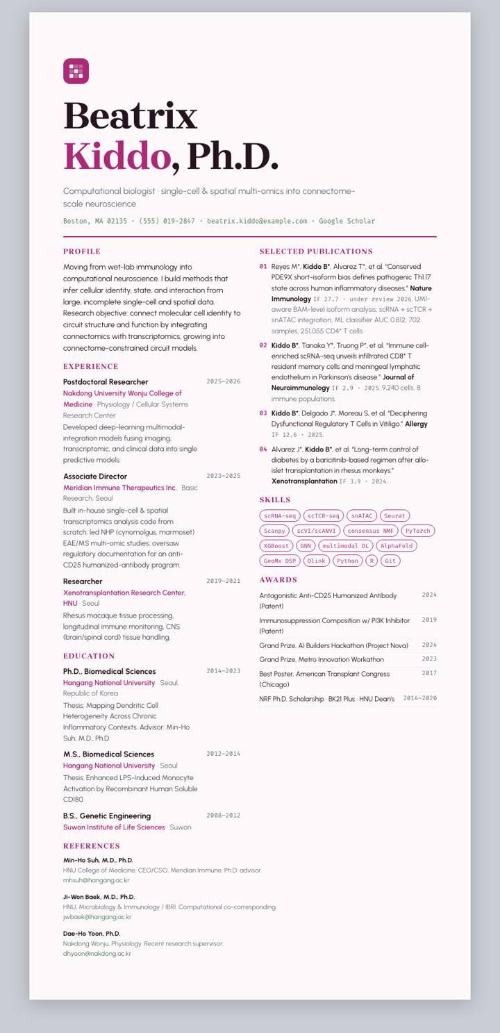 Rose Poster CV template preview