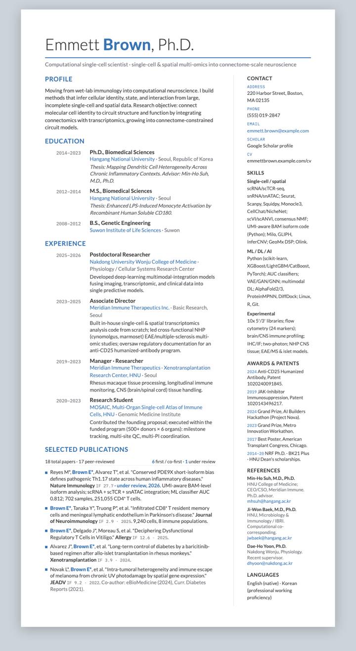 moderncv Classic CV template preview