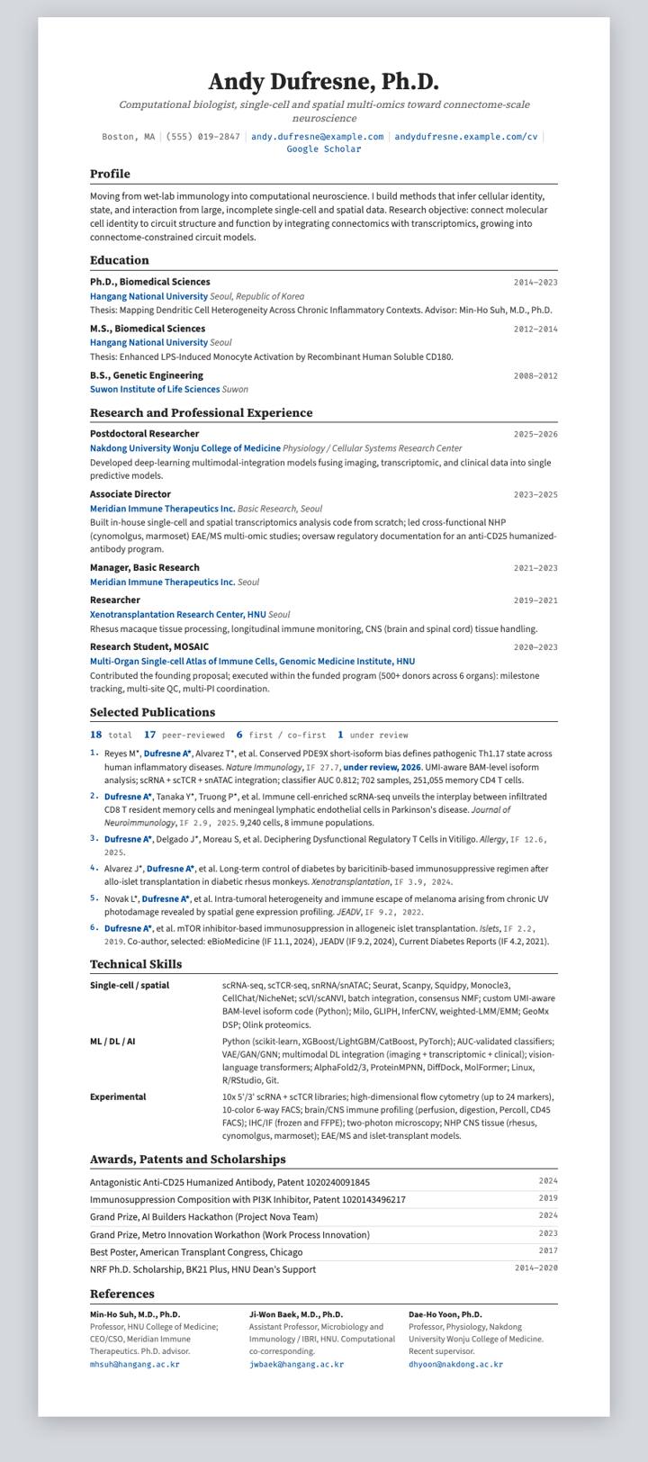 RenderCV Classic CV template preview