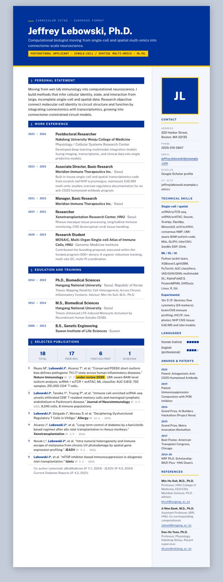 Europass CV template preview