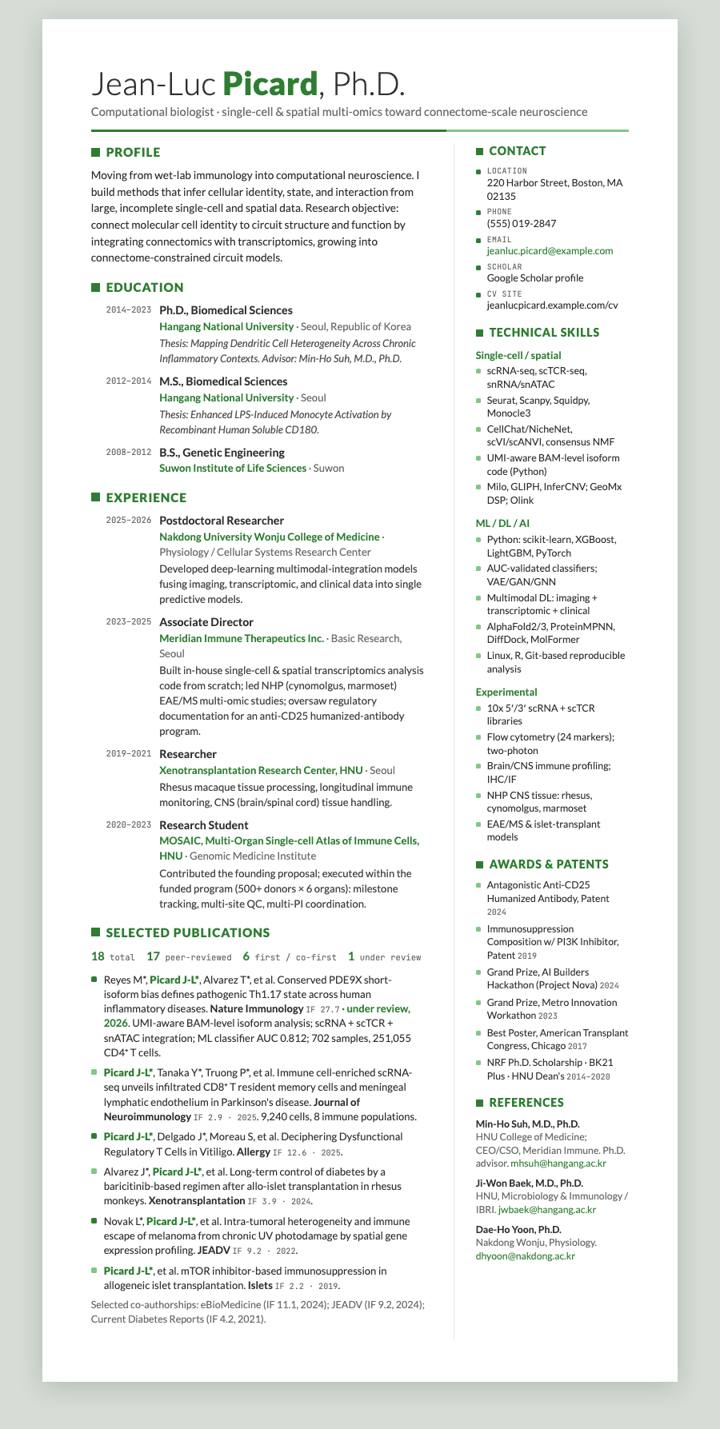 ModernCV Green CV template preview