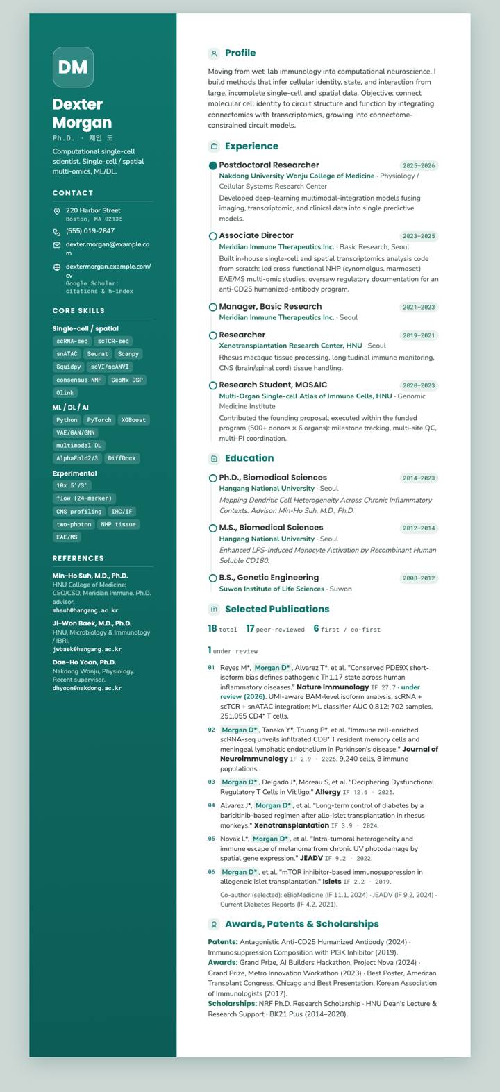 Teal Sidebar Timeline CV template preview