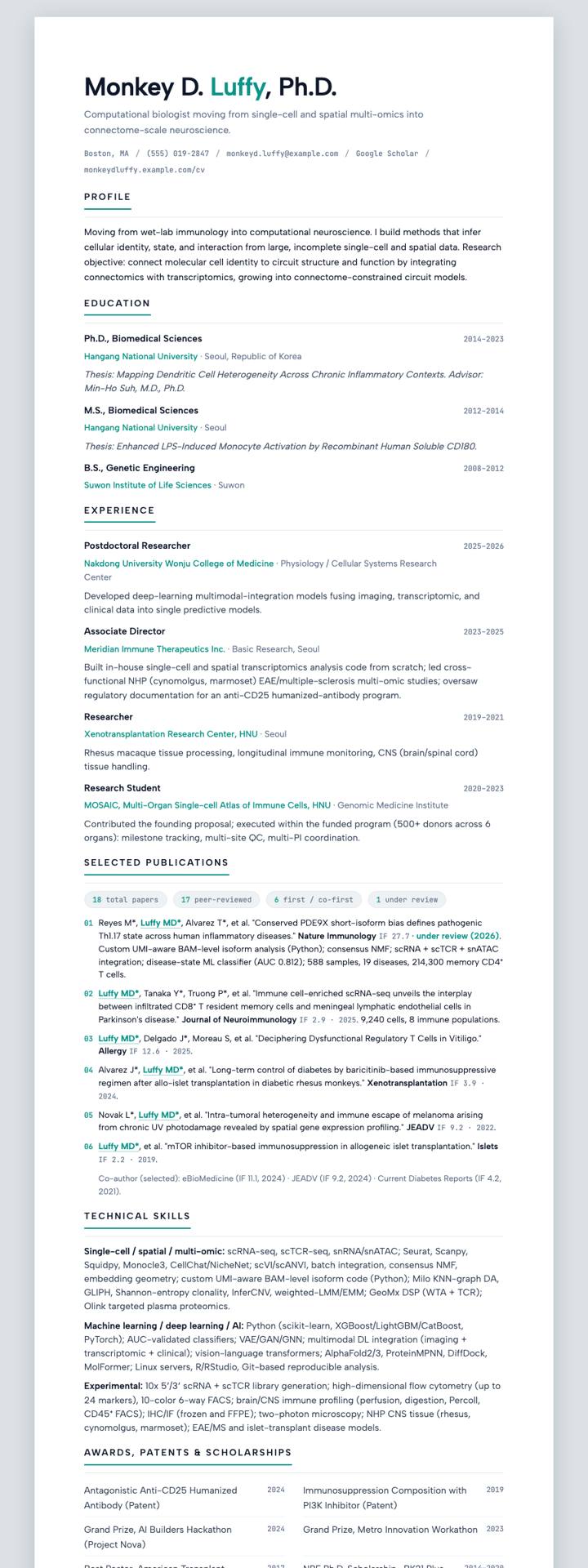 Teal Underline Minimal CV template preview