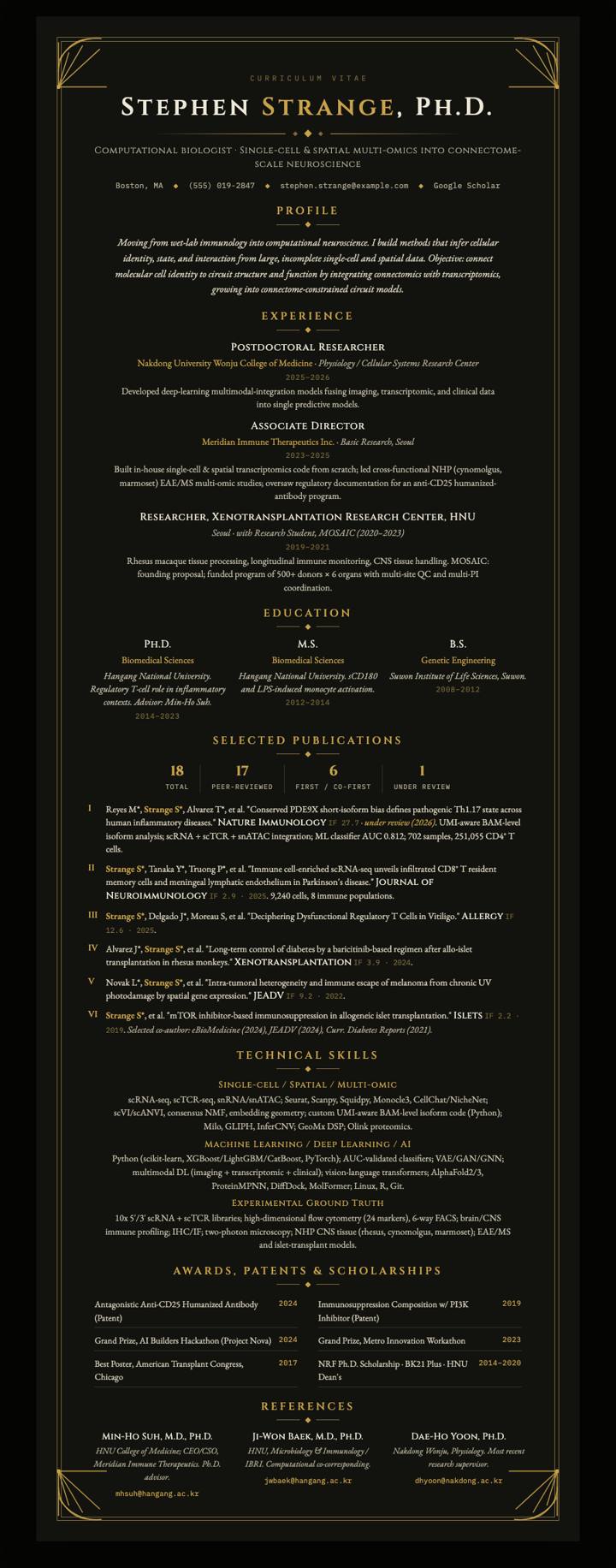 Art-Deco Gold CV template preview