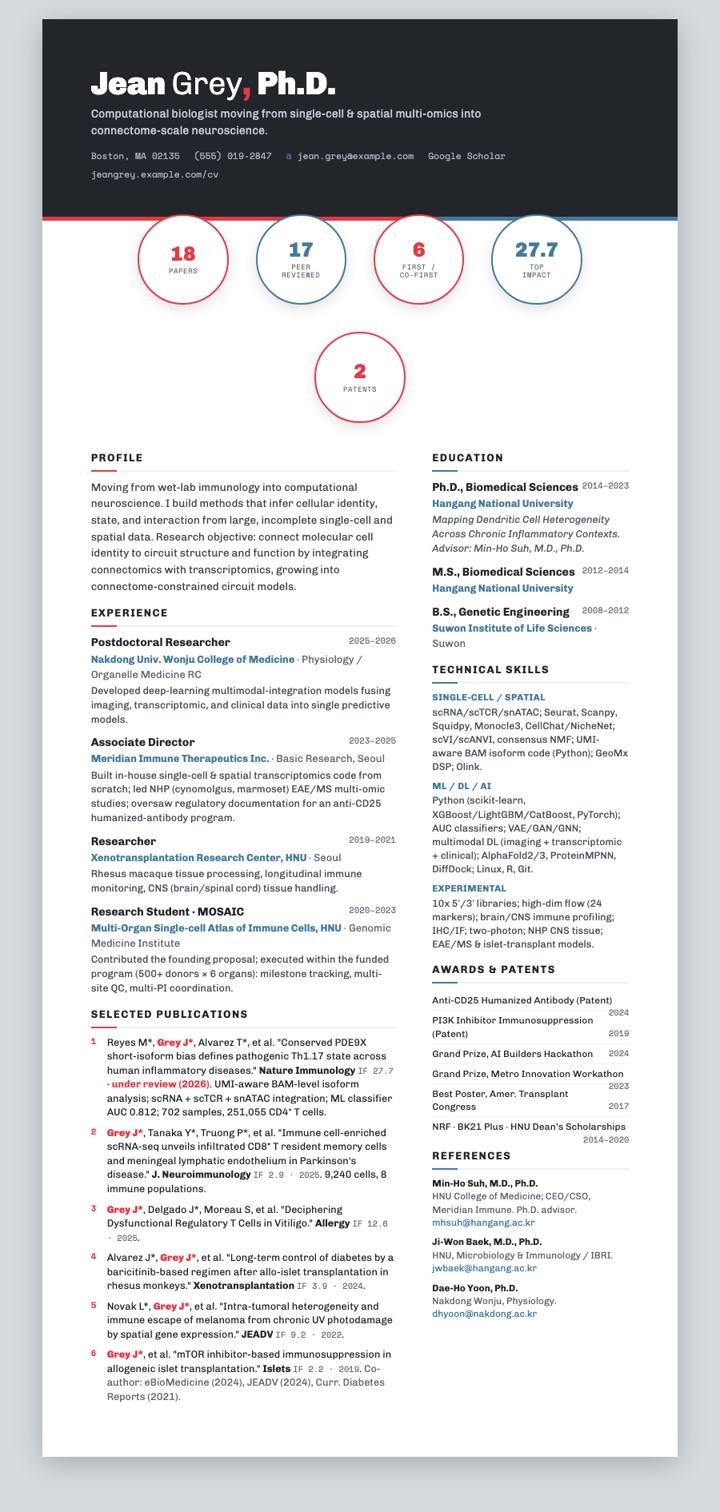 Circular Badge Stats CV template preview