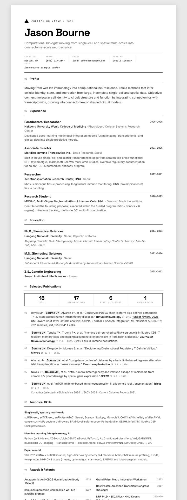 Vercel Geist CV template preview