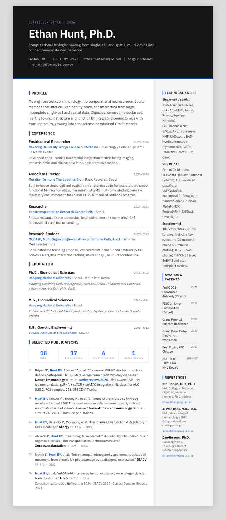IBM Carbon CV template preview