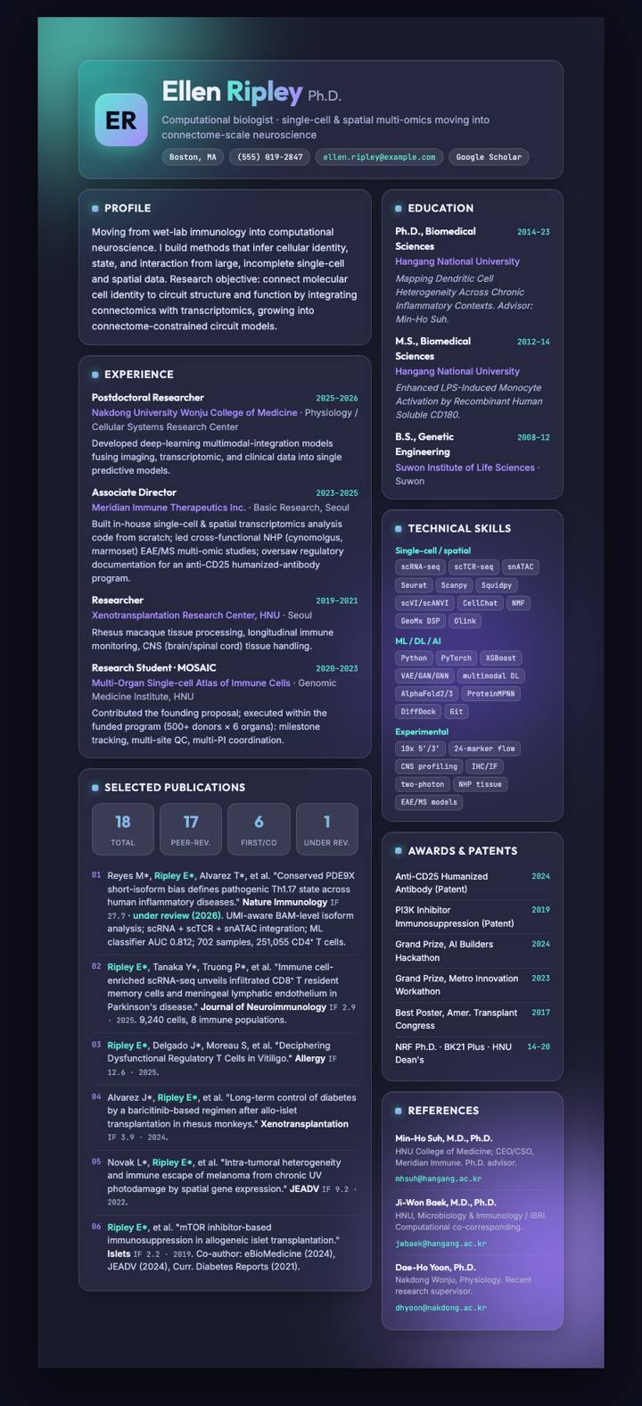 Glassmorphism CV template preview