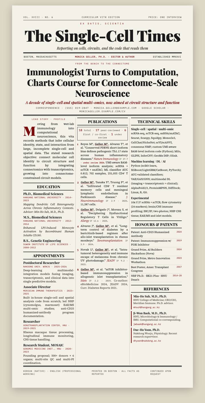 Newspaper Front Page CV template preview