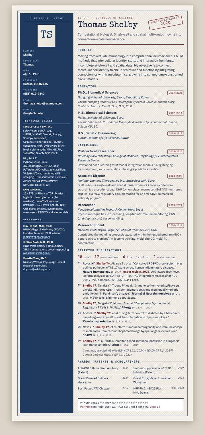 Passport Document CV template preview