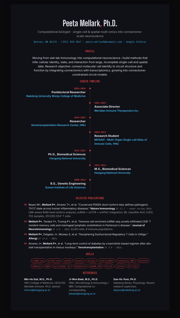 Crimson Slate Timeline CV template preview
