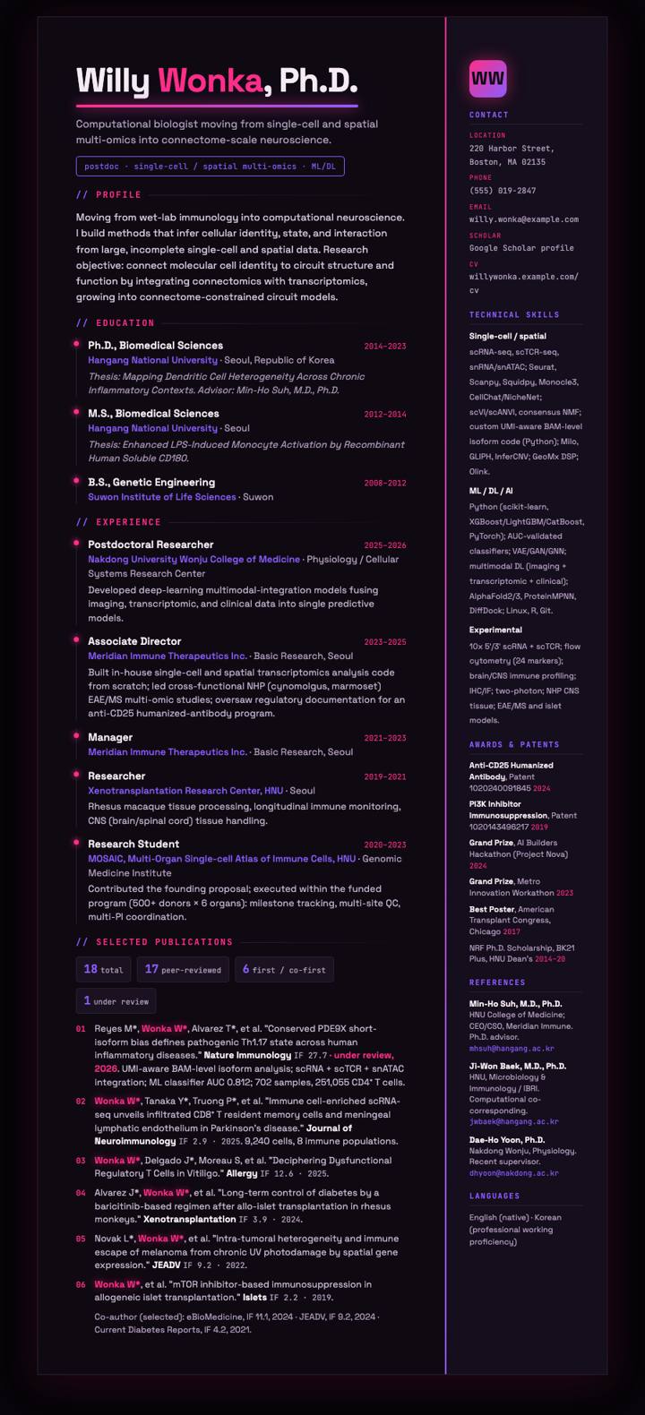 Magenta Mono CV template preview