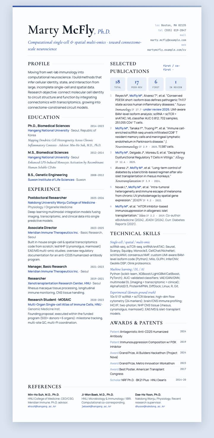 Porcelain Blue CV template preview