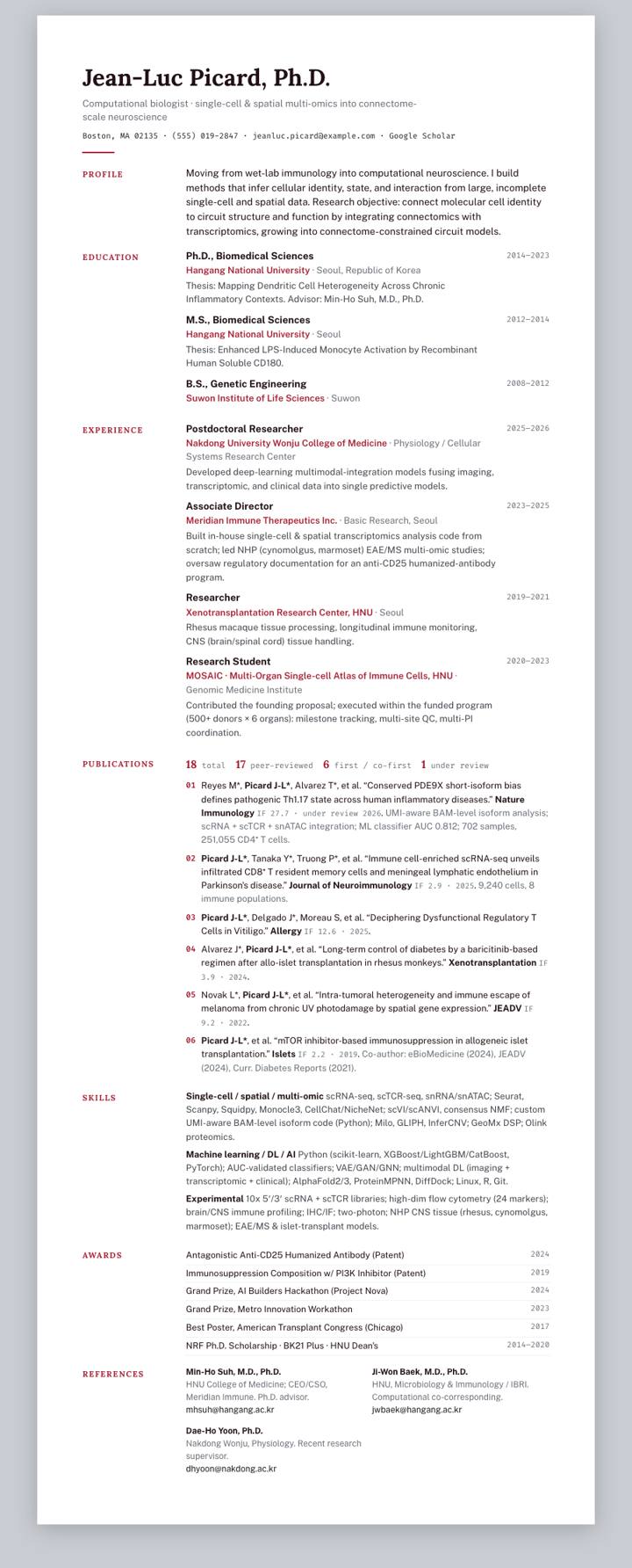 Harvard CV template preview