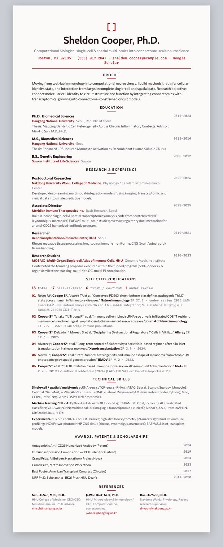 Stanford CV template preview