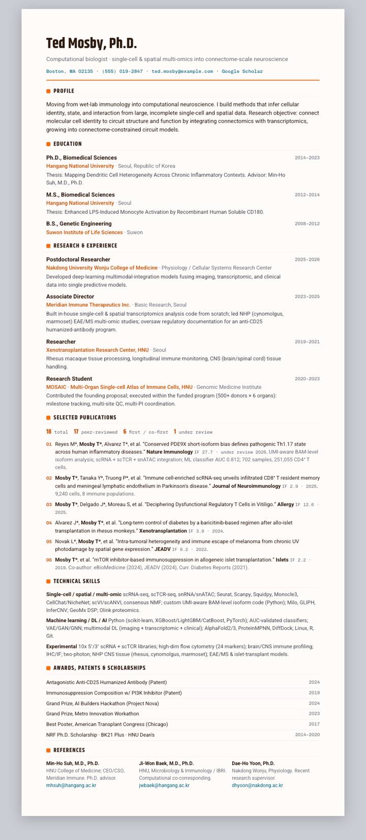 Caltech CV template preview
