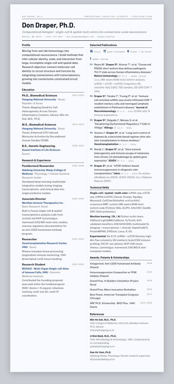 Columbia CV template preview
