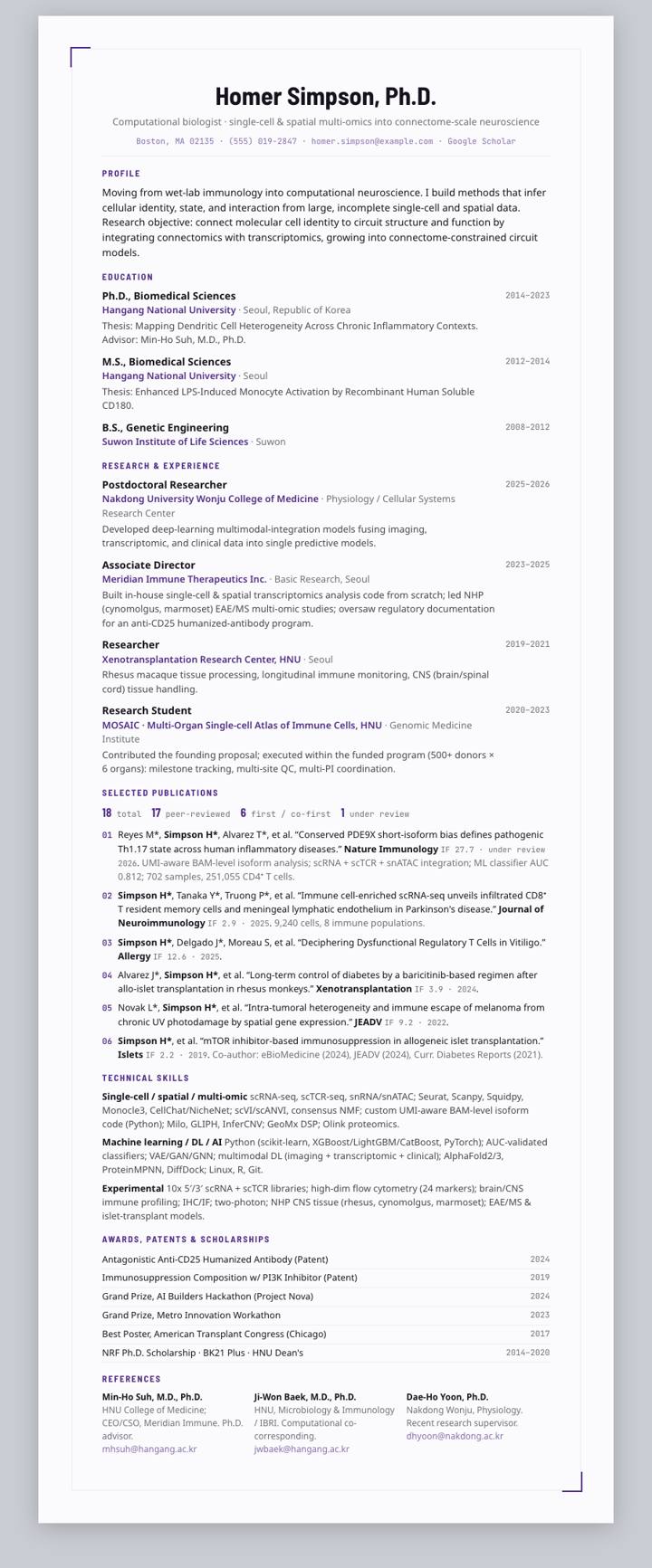 Northwestern CV template preview