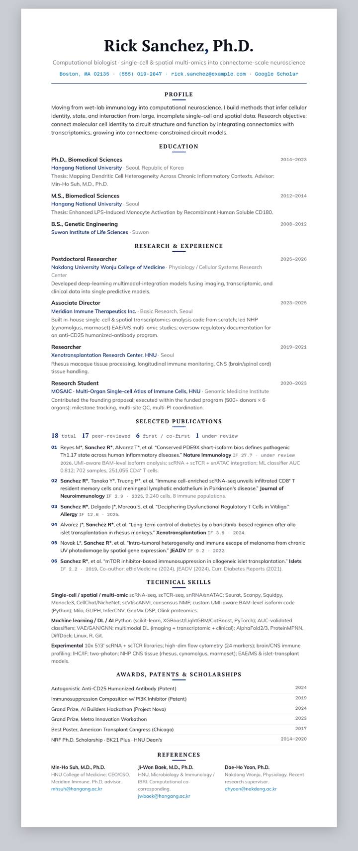 Duke CV template preview
