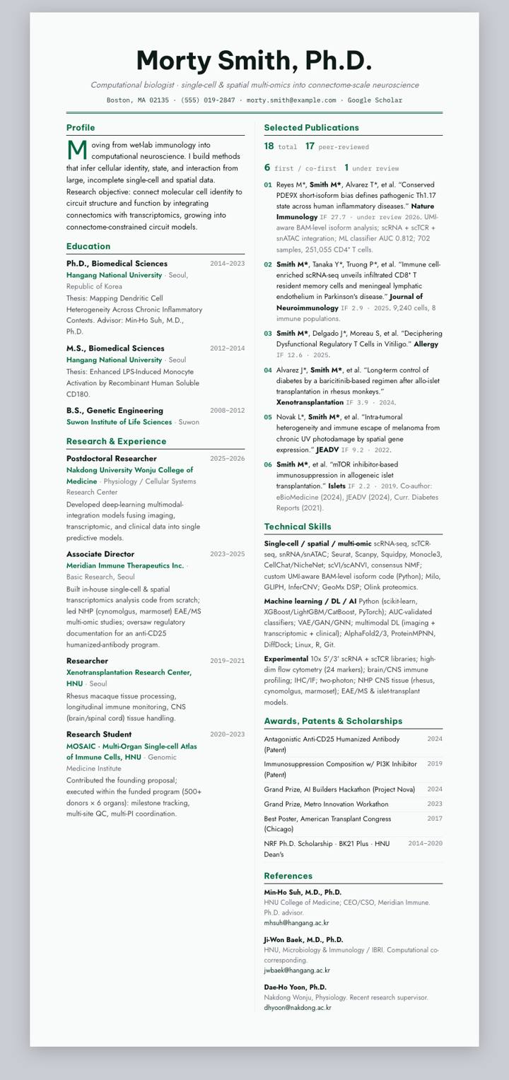 Dartmouth CV template preview