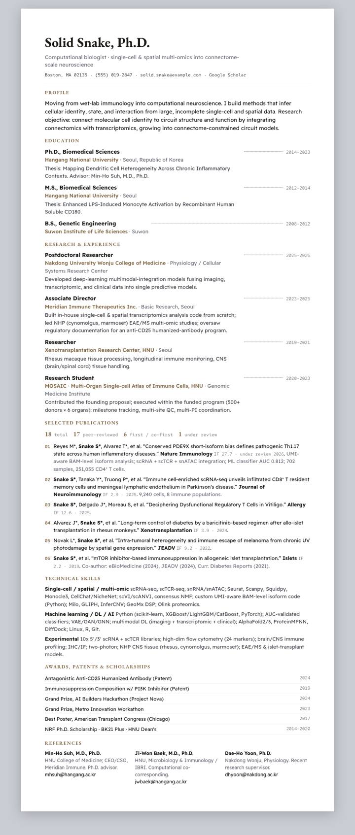 Vanderbilt CV template preview