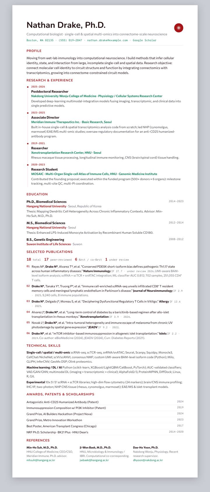 WashU CV template preview