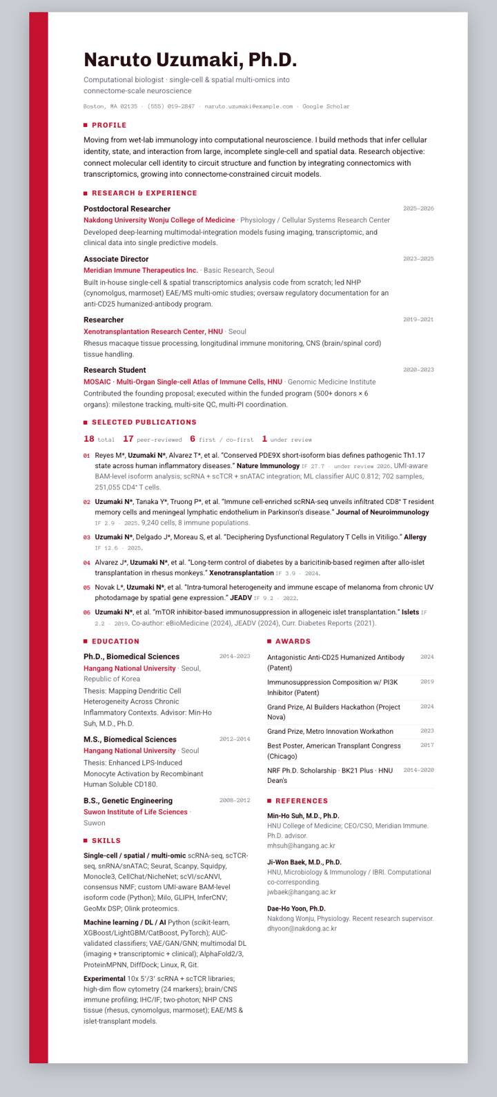 Carnegie Mellon CV template preview
