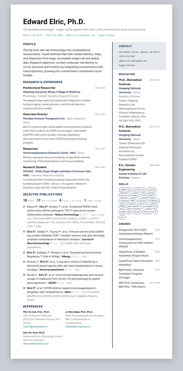 UCSF CV template preview