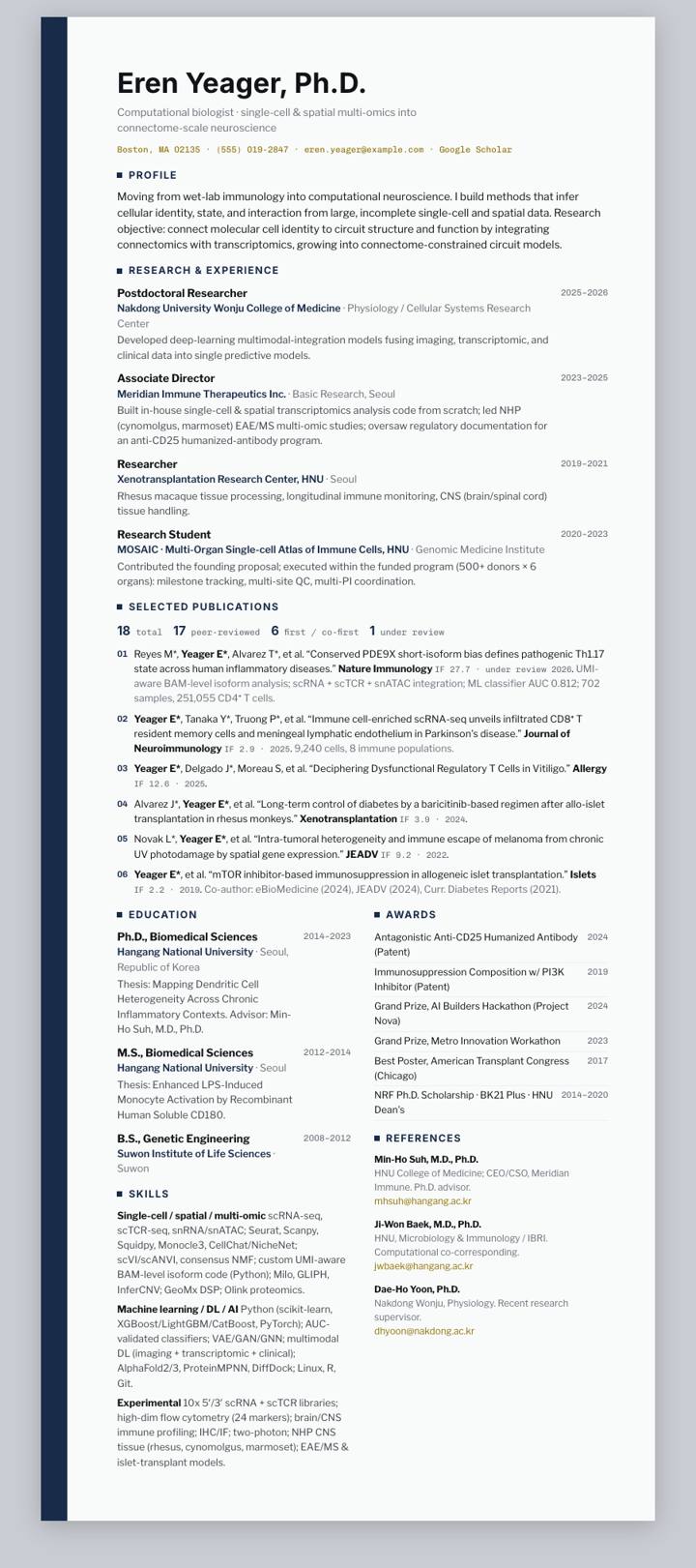 UC San Diego CV template preview