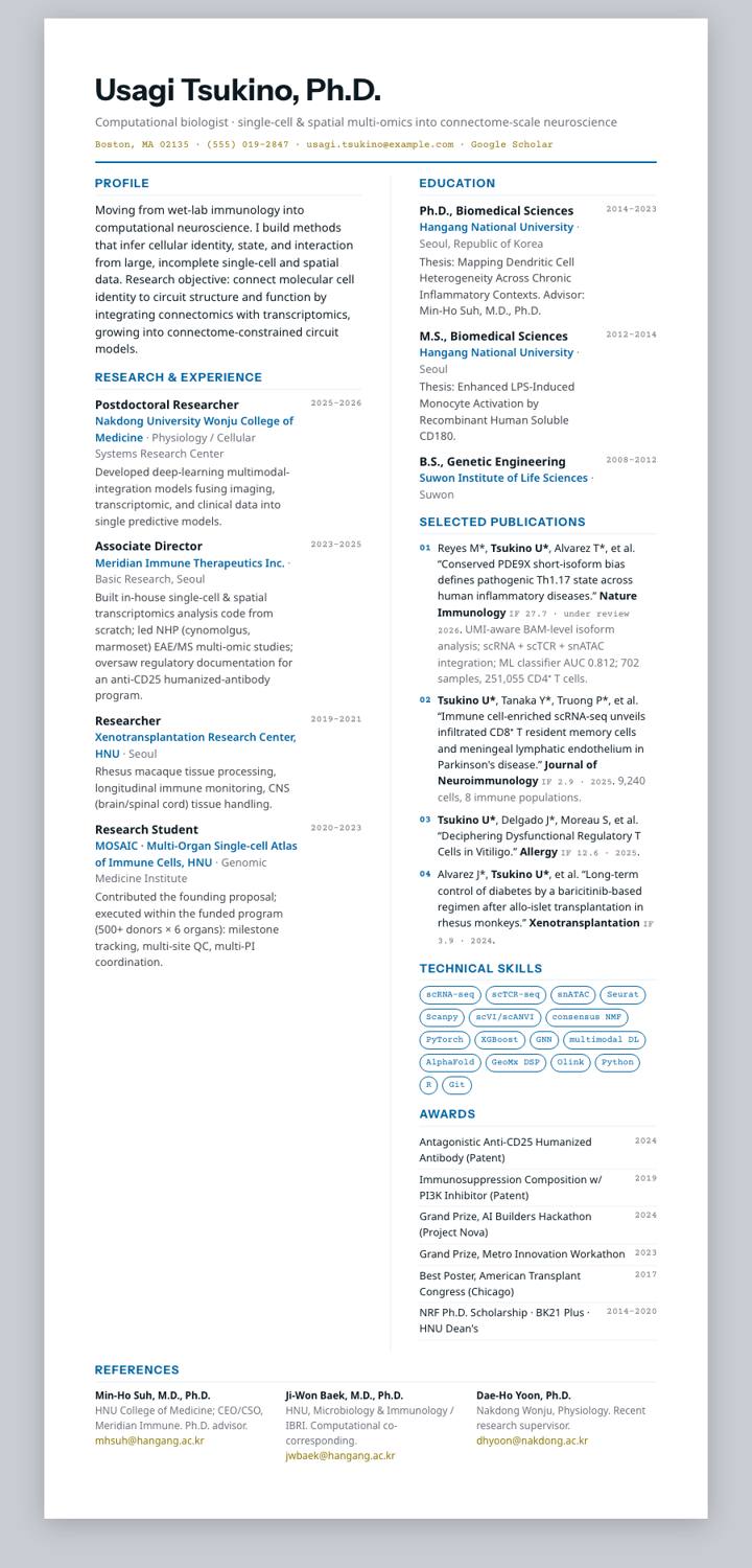 UC Irvine CV template preview