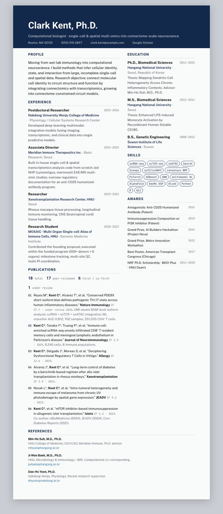 UNC Chapel Hill CV template preview