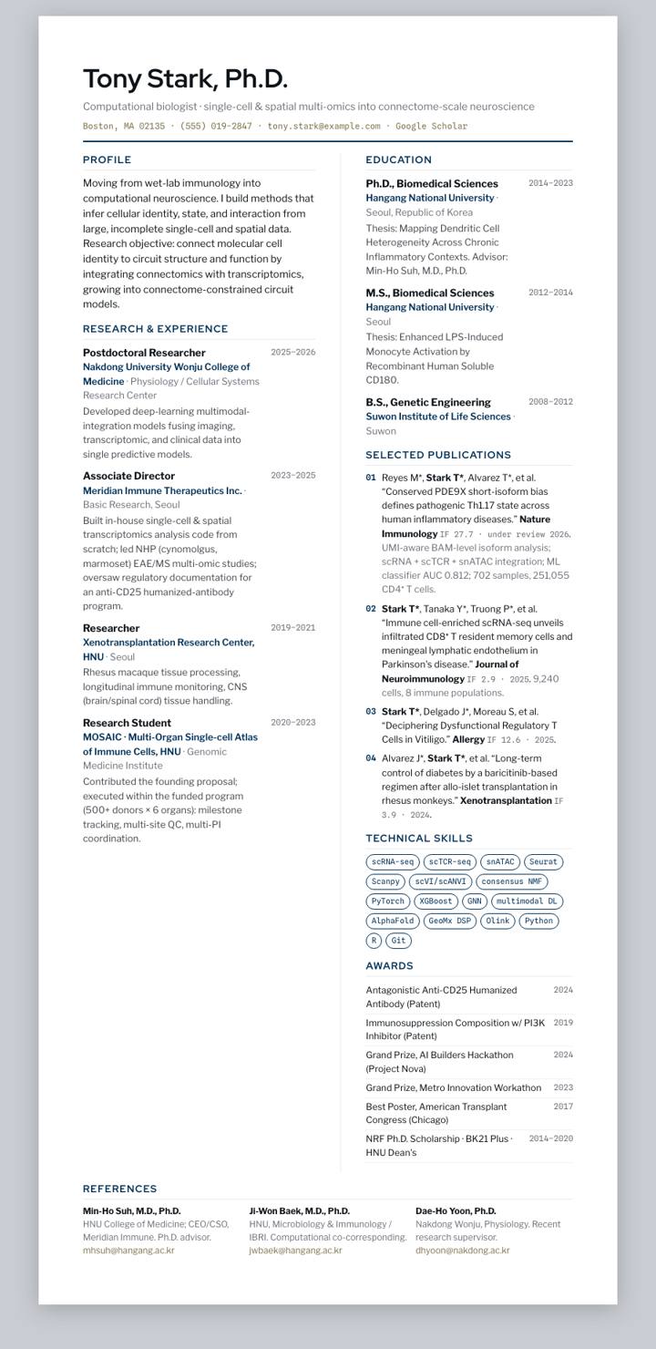 Georgia Tech CV template preview