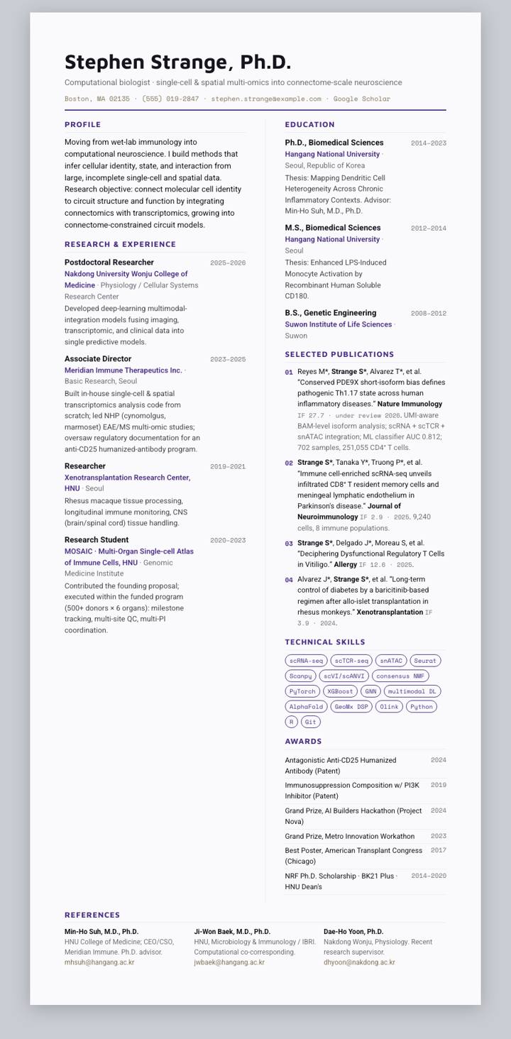 Washington CV template preview
