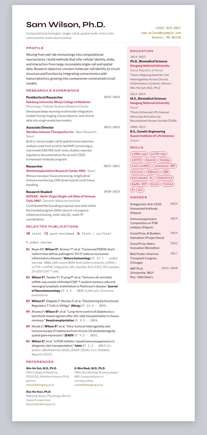 Maryland CV template preview