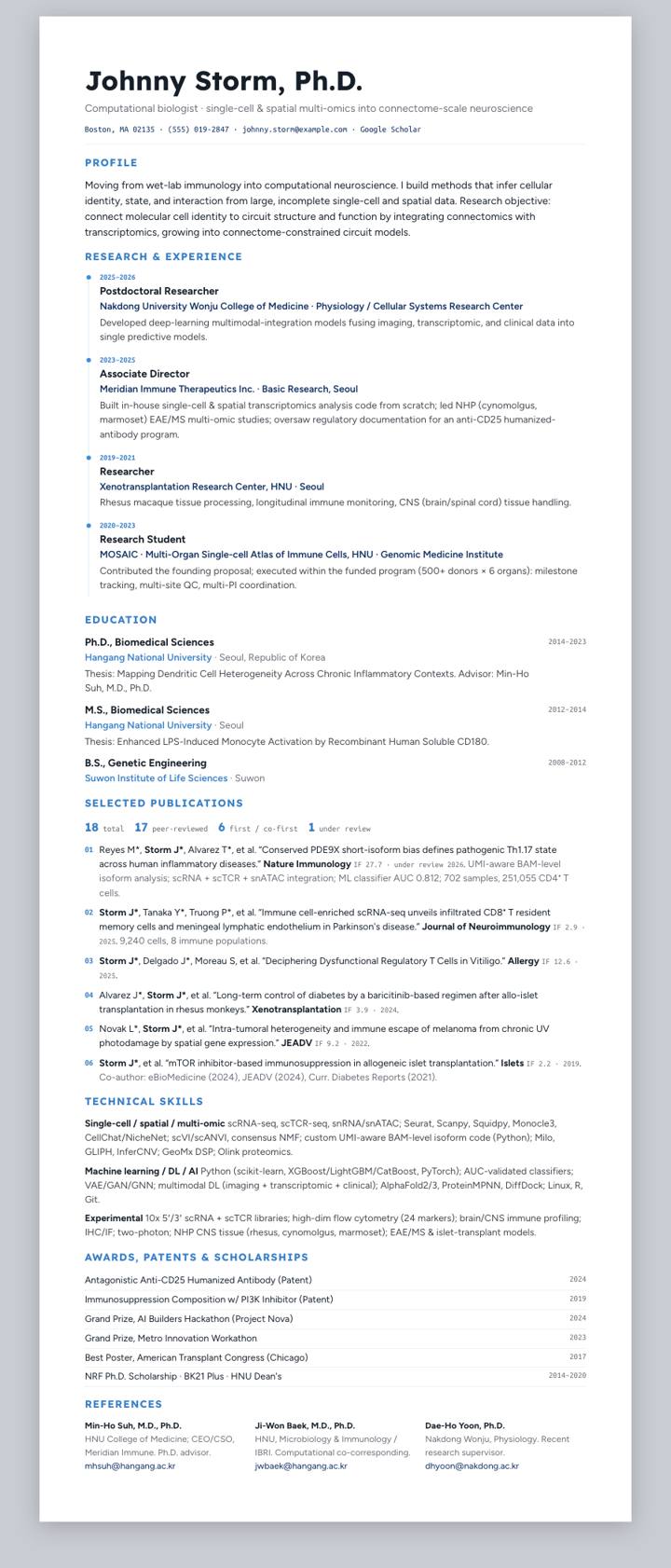 Tufts CV template preview