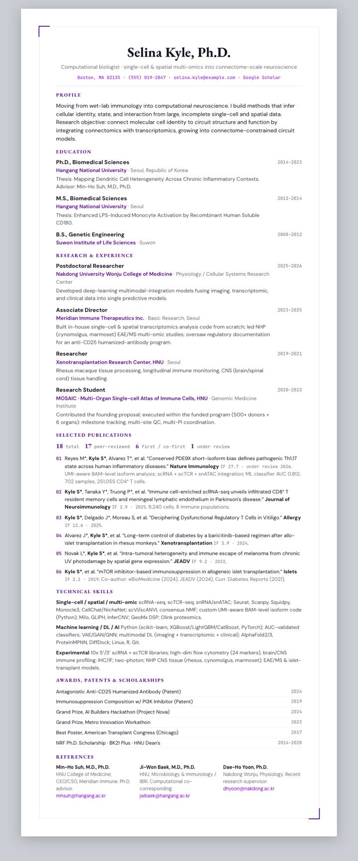NYU CV template preview