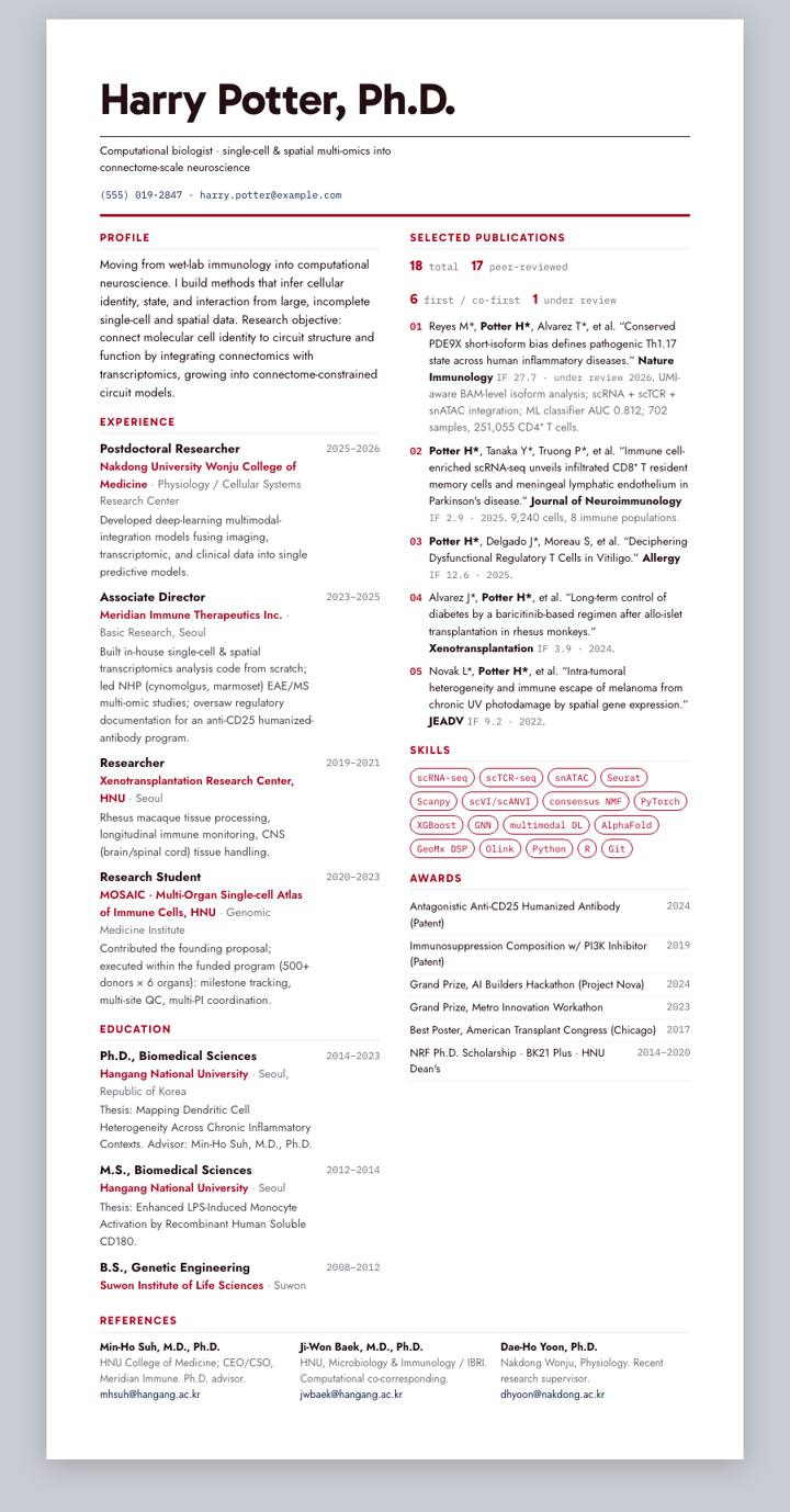 Arizona CV template preview