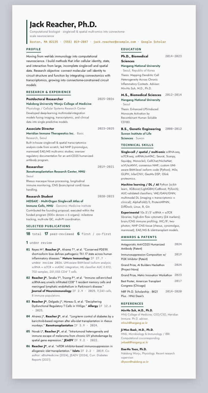 Baylor CV template preview