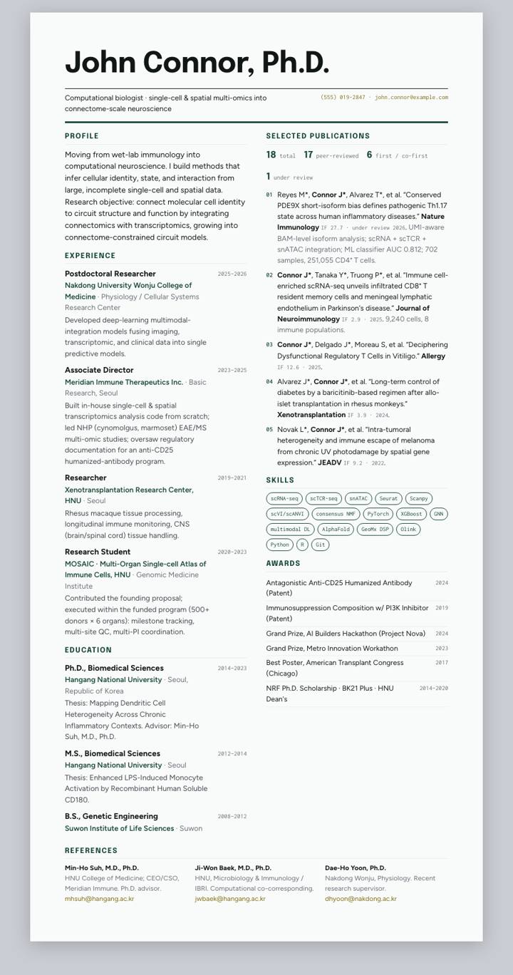 Oregon CV template preview