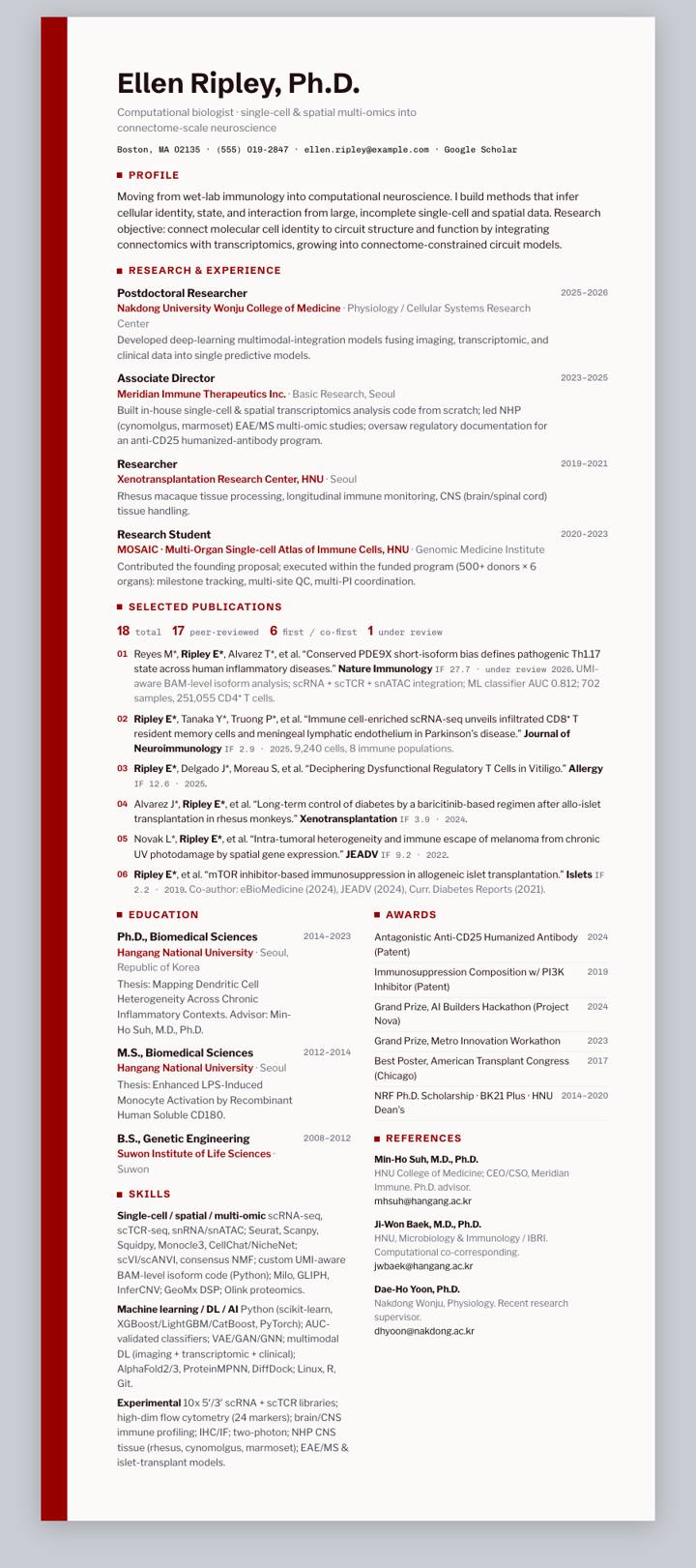 Stony Brook CV template preview