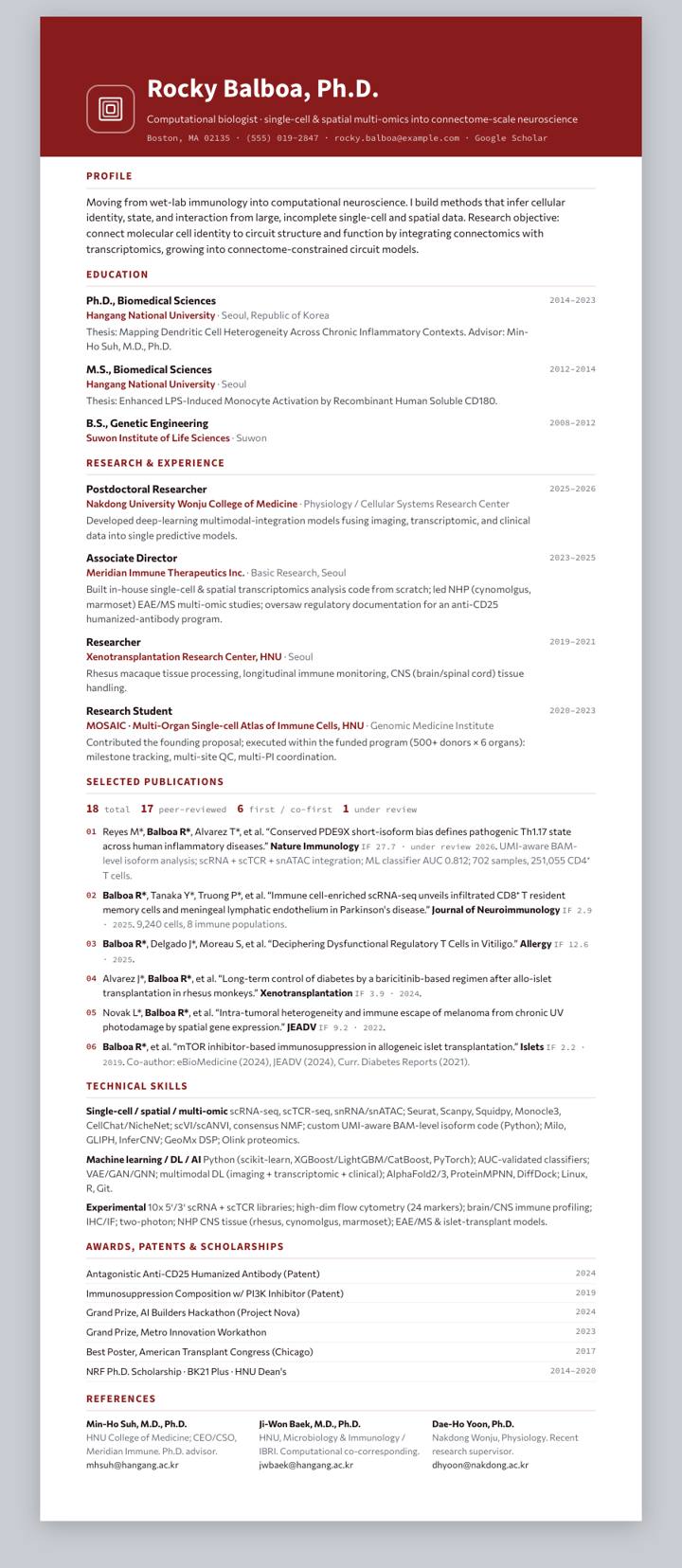 UMass Amherst CV template preview