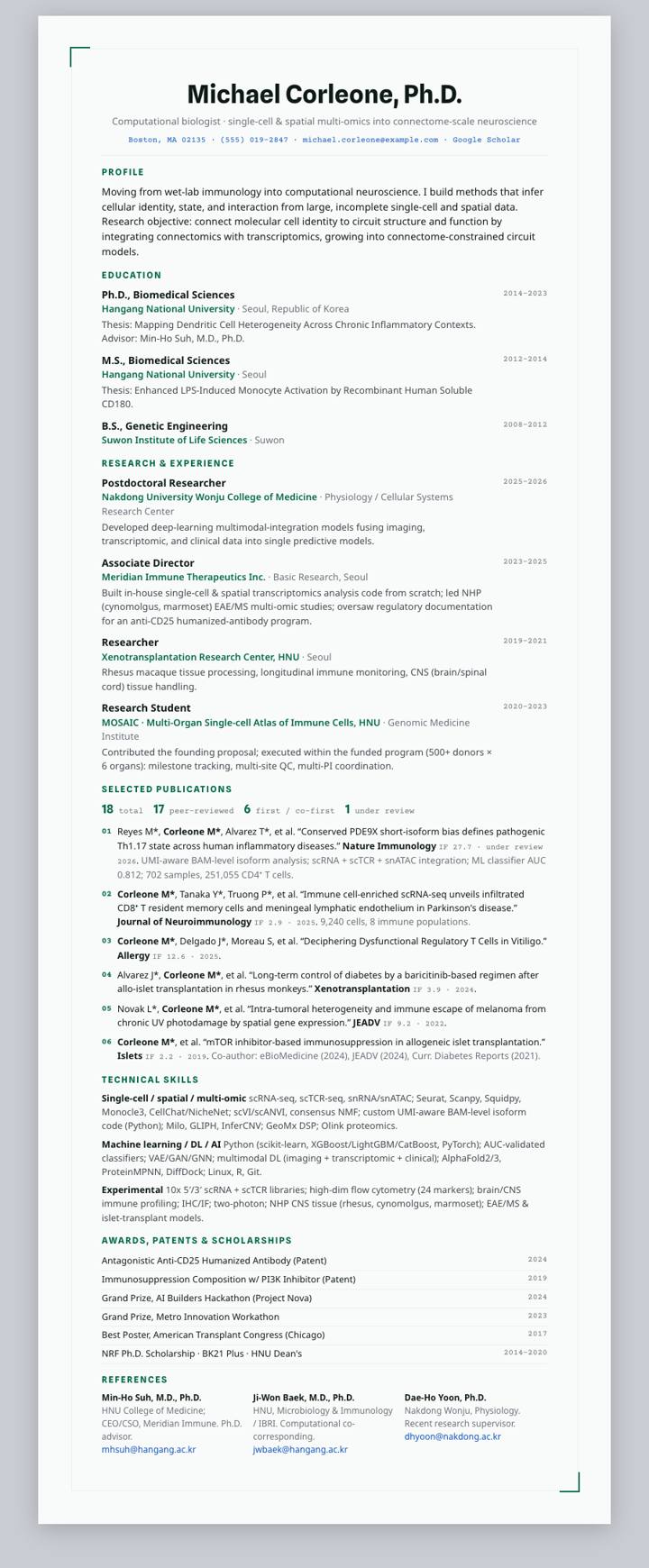 Tulane CV template preview
