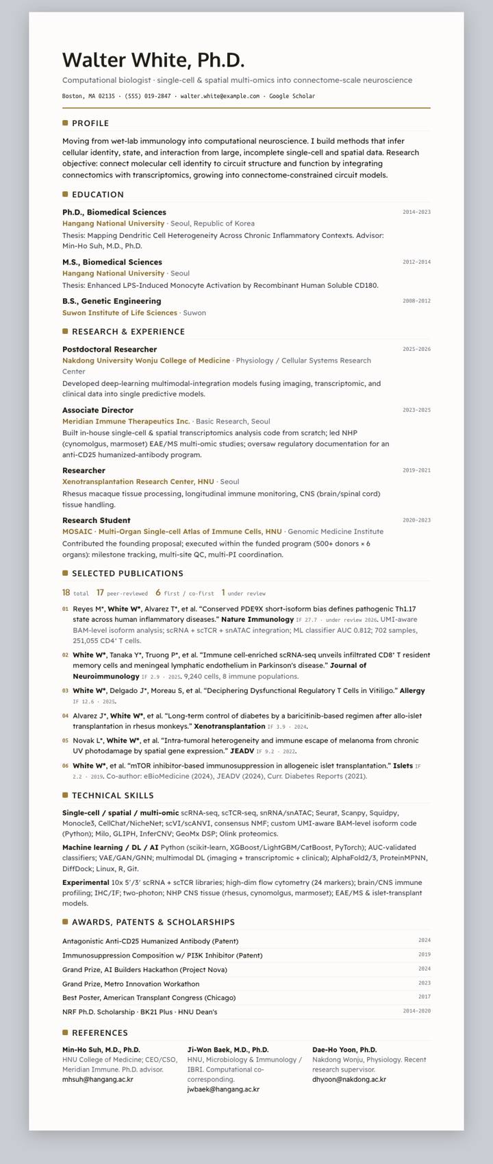 Wake Forest CV template preview