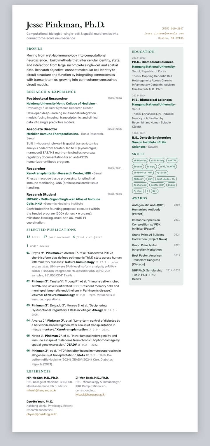 William & Mary CV template preview